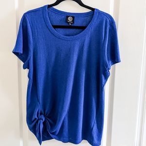 Flowy short sleeve top, blue with knot, bobeau